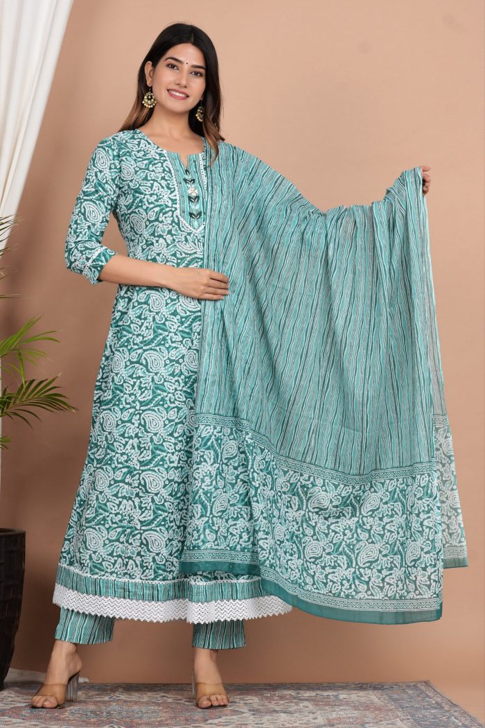 Blue Cotton Kurta Set