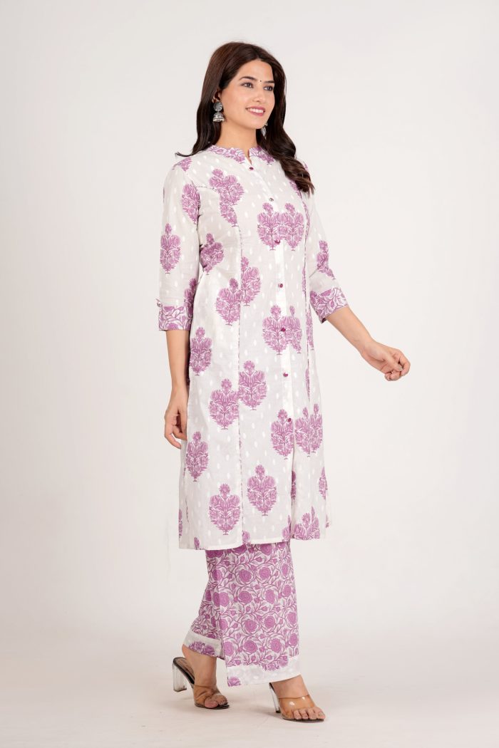 Cotton Purple Palazzo Set